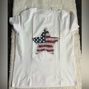 American Red, white and blue Star polyester shirt in size large.